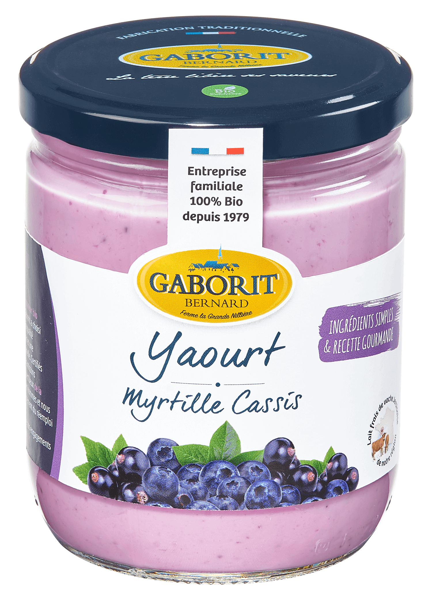 Gaborit Yoghurt bosbes-zwarte bes bio 400g